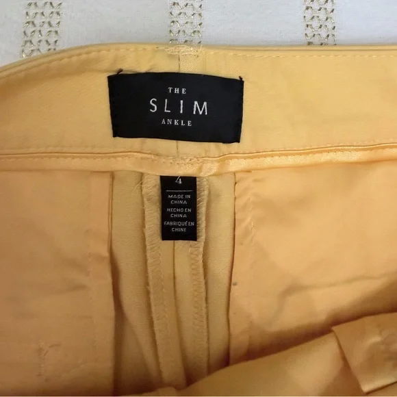 White House Black Market Slim Ankle Pants Yellow Size 4 Stretch - Picture 6 of 9